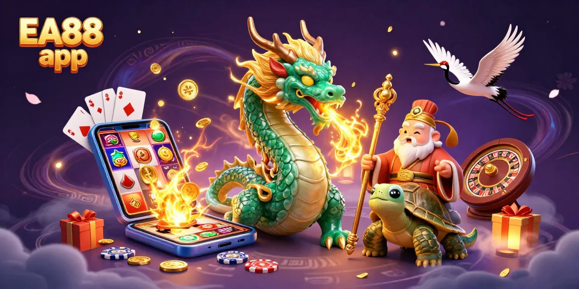 Experience the thrill of the EA88 app with a vibrant casino scene featuring dynamic gaming elements.