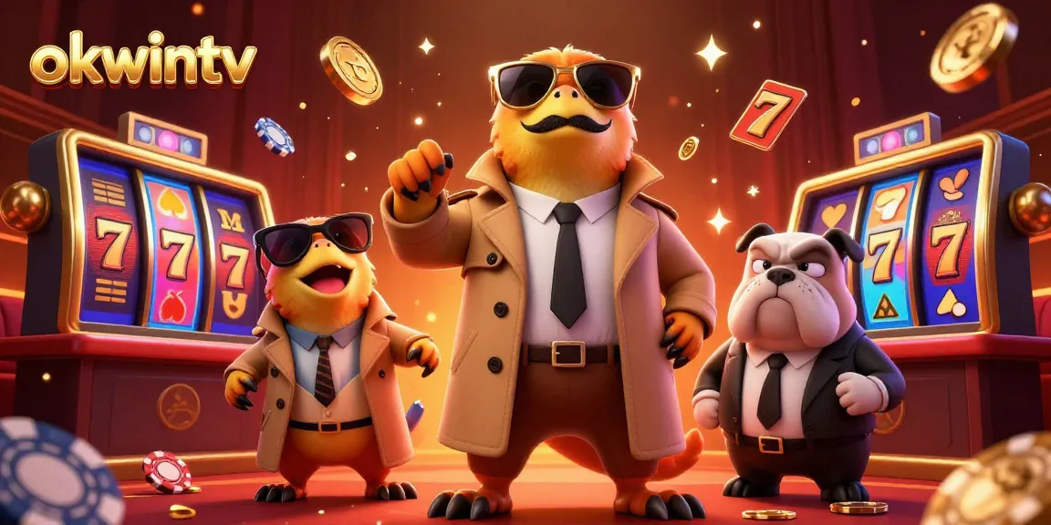 Engage with high-stakes gaming at okwintv, showcasing three humorous raptors in disguise at a lively casino scene.