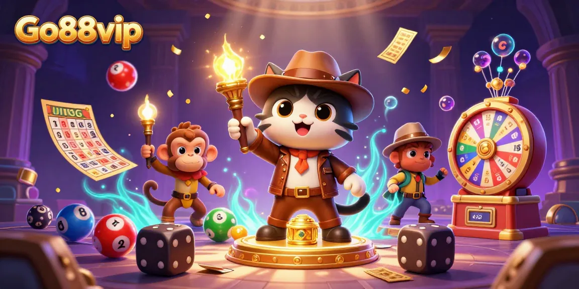 Engage in thrilling gameplay at Go88vip with a vibrant 3D casino scene illustrating colorful elements.