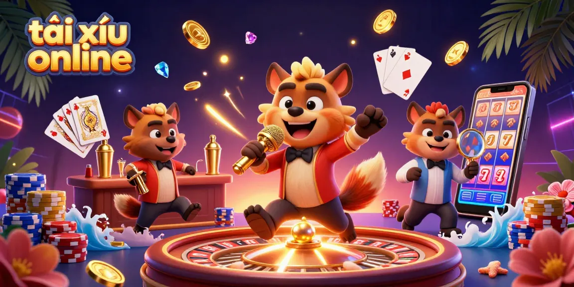 Experience the excitement of tài xỉu online with lively hyenas in a vibrant casino atmosphere.
