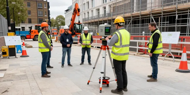 GPR Survey London with a surveying team using Ground Penetrating Radar at a construction site.