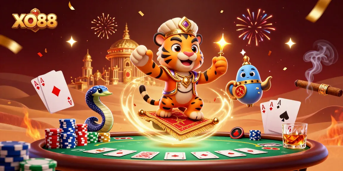 Experience thrilling gaming at XO88 with a vibrant 3D casino scene filled with excitement.