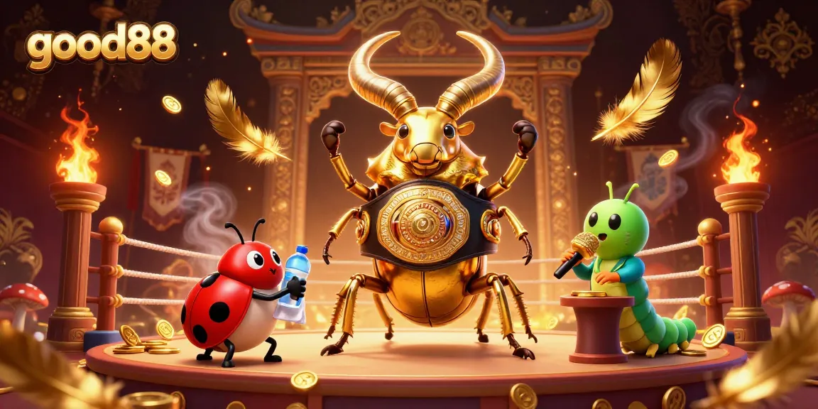 Experience exciting gameplay at good88 with a vibrant 3D illustration of gambling characters in action.
