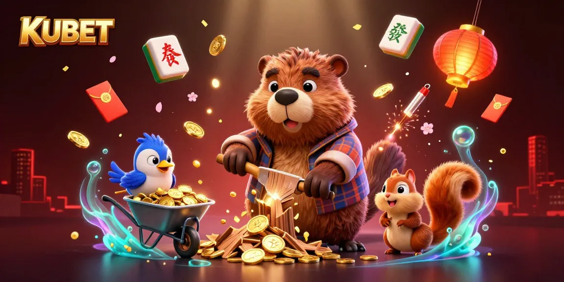 KUBET players enjoy thrilling wins in a vibrant casino world filled with playful animals and golden treasures.