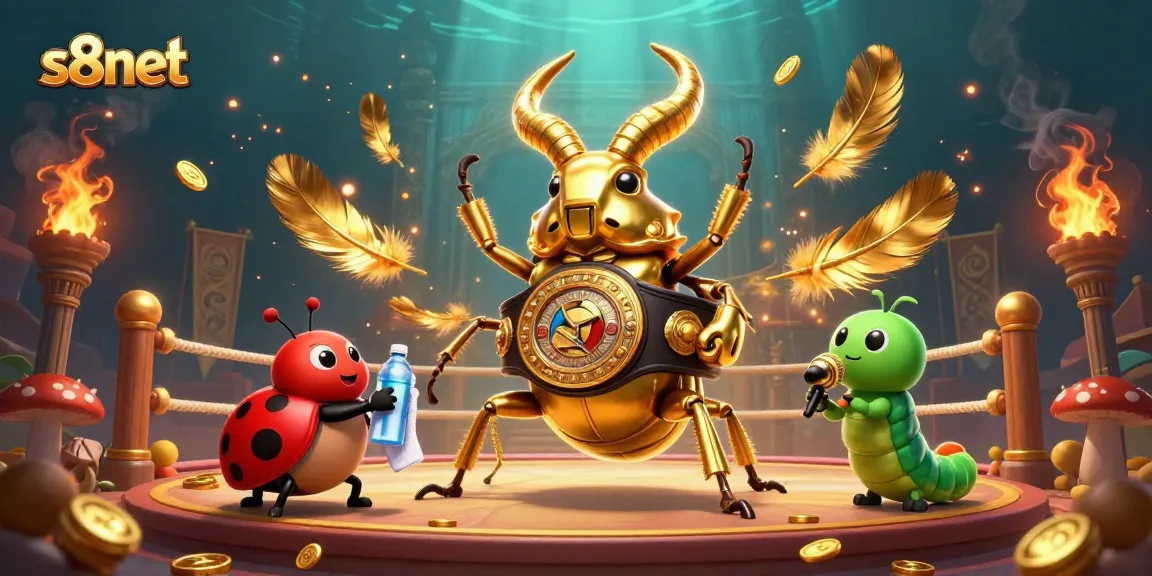 Experience thrilling bets at s8net with a 3D scene of a giant beetle boxing champion