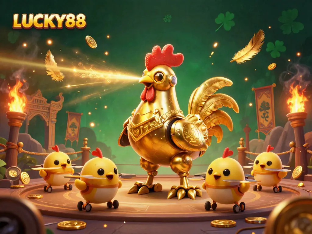 Experience the dynamic gaming atmosphere of LUCKY88 with engaging characters and vibrant elements in this 3D illustration.