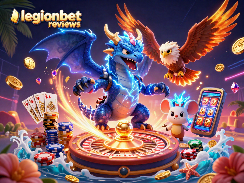 Engage with legionbet reviews through vibrant casino action featuring dynamic characters and game elements.