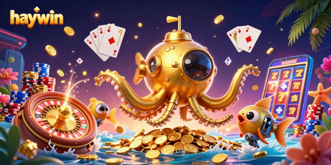 Tham gia haywin với hình ảnh rực rỡ của những đồng tiền vàng và các trò chơi casino hấp dẫn.