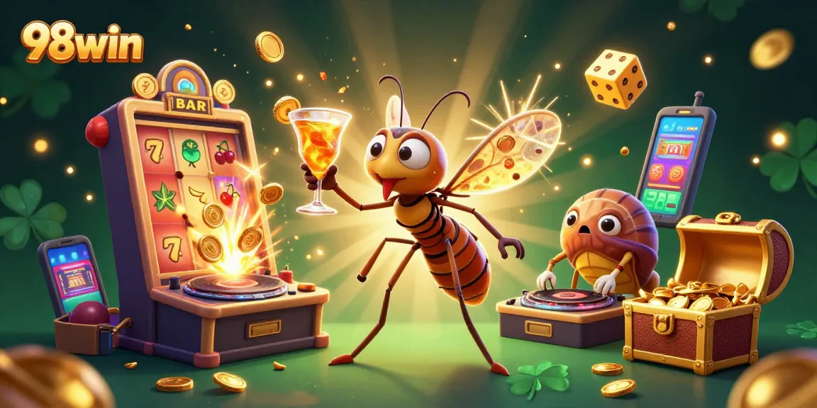 Experience the exciting world of 98win with vibrant casino elements and an engaging scene.