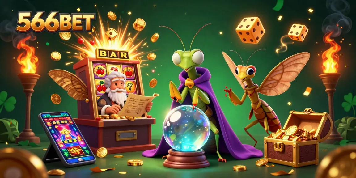 Engage with the exciting world of 566BET gaming, featuring vibrant casino action and dynamic characters.