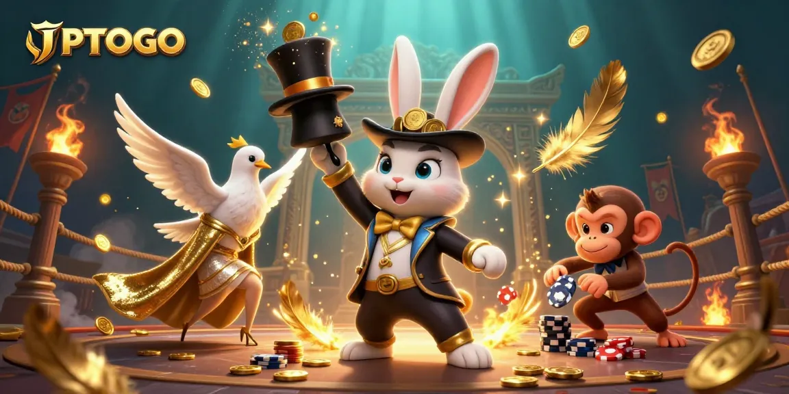 Experience winning moments with JPTOTO surrounded by golden coins and exciting casino elements.