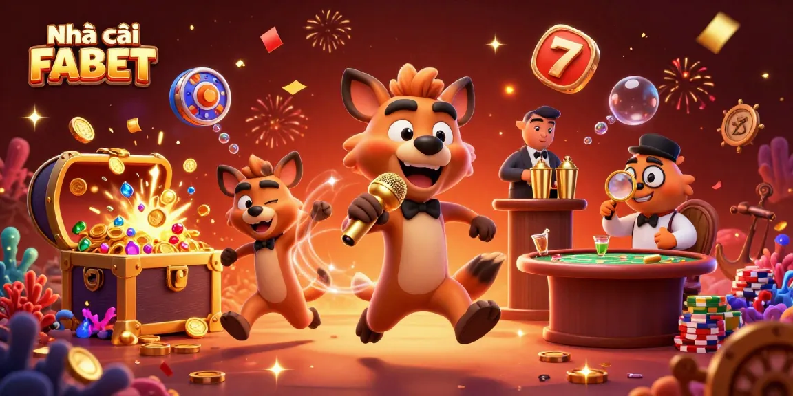 Join the fun at Nhà cái FABET with hyenas at a vibrant casino club scene bursting with energy and treasure.