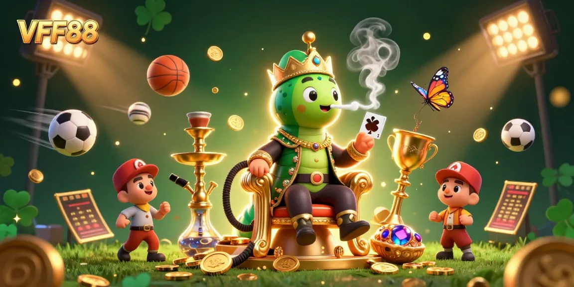 Experience thrilling gameplay at VFF88 with dynamic 3D casino illustration featuring vibrant sports betting elements.