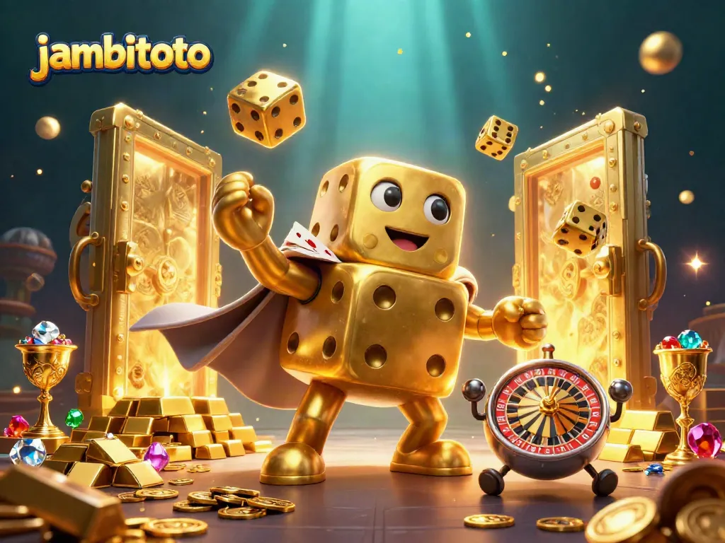 Engage with jambitoto's vibrant online casino scene featuring lively gambling characters and elements.