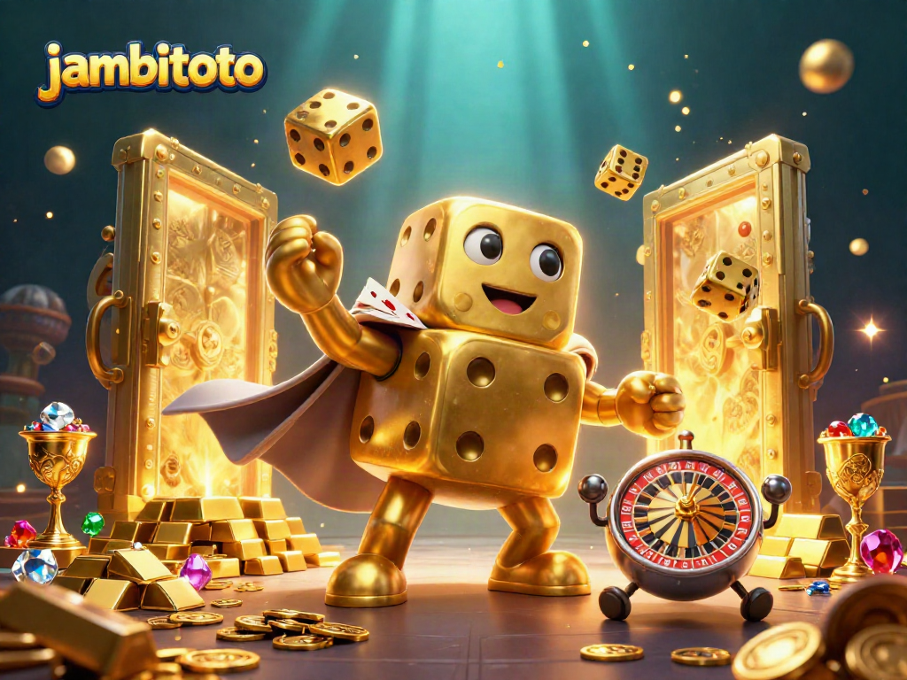 Engage with jambitoto's vibrant online casino scene featuring lively gambling characters and elements.