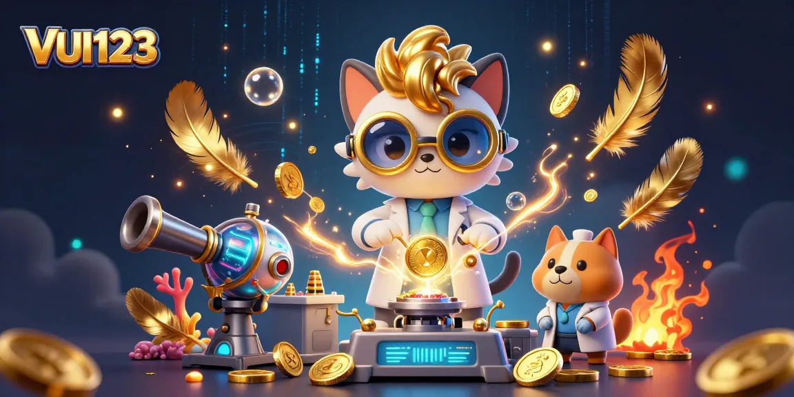 Experience the thrilling underwater action of VUI123 with vibrant scenes of gold coins, dynamic game elements, and characters in an engaging gambling adventure.