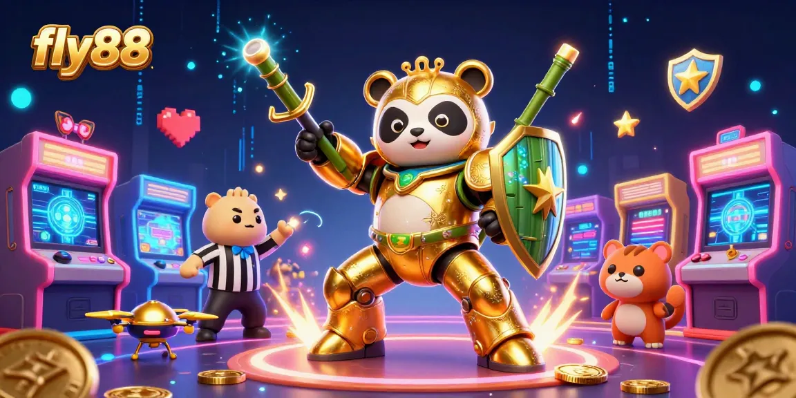 Experience the gaming excitement at fly88 with dynamic characters and casino-themed elements in this vibrant scene.