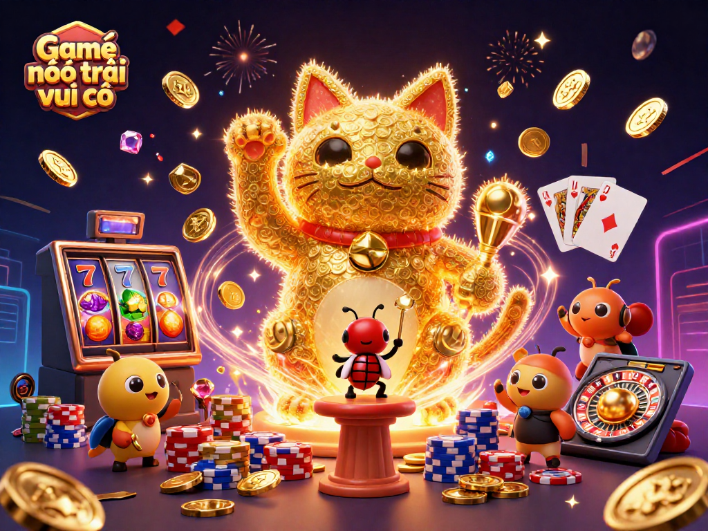 Engaging illustration for Game nông trại vui vẻ depicting a vibrant casino scene with golden fireflies.