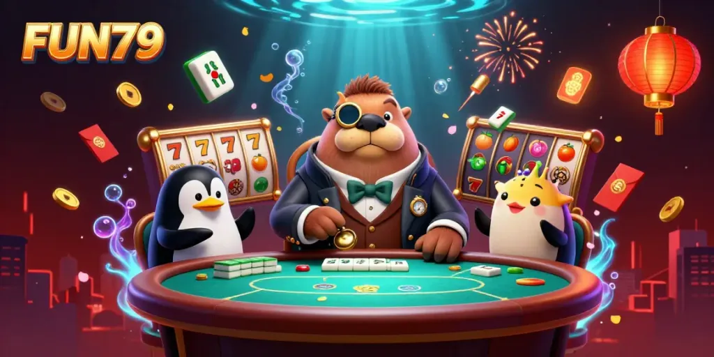 Experience the underwater poker scene with FUN79's jolly walrus and playful characters.