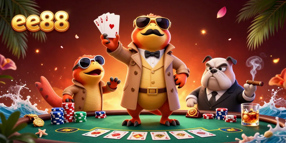 ee88 raptors in a trench coat entering a VIP casino lounge with poker elements.