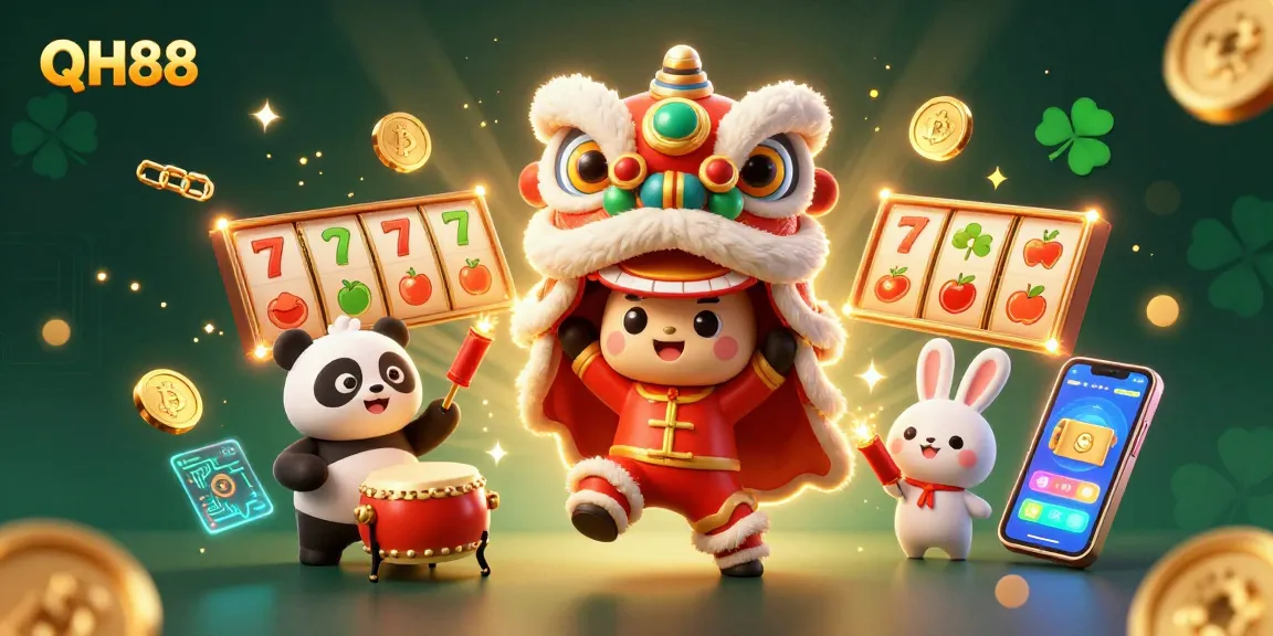 Engage in thrilling gameplay at QH88 with dynamic slot machines, lucky 7s, and festive celebration.