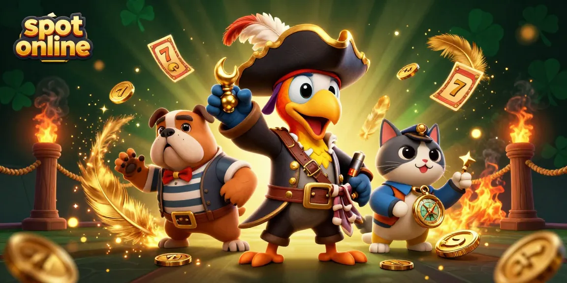 Menggoda pemain dengan simbol slot online dikelilingi karakter bajak laut dalam latar menakjubkan.