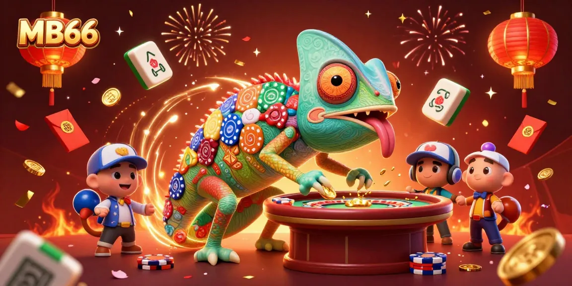 Engage with MB66, an energetic 3D casino scene showcasing vibrant characters and game symbols.