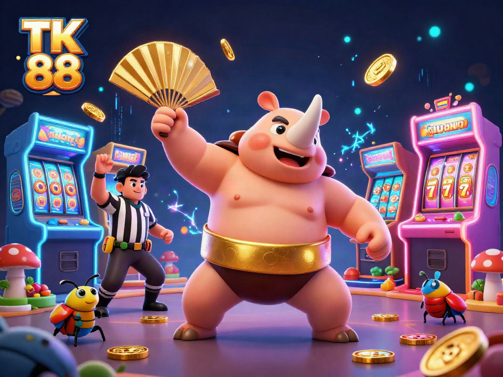 Engage in thrilling slots at TK 88 with exciting golden coins flying and vibrant game elements.