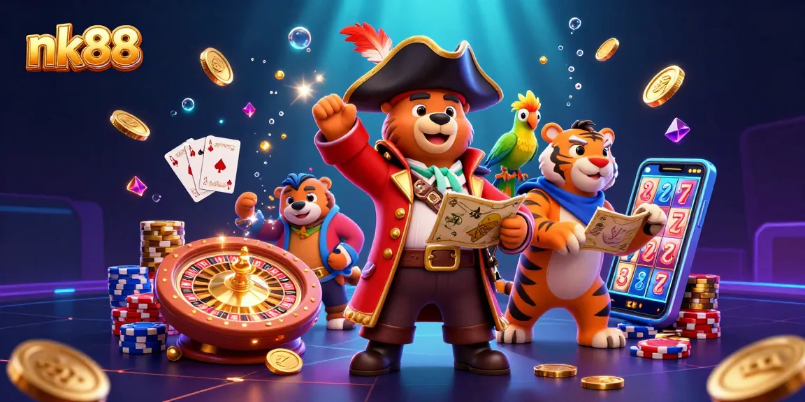 Win big with nk88's vibrant casino scene featuring pirates, treasures, and dynamic games.