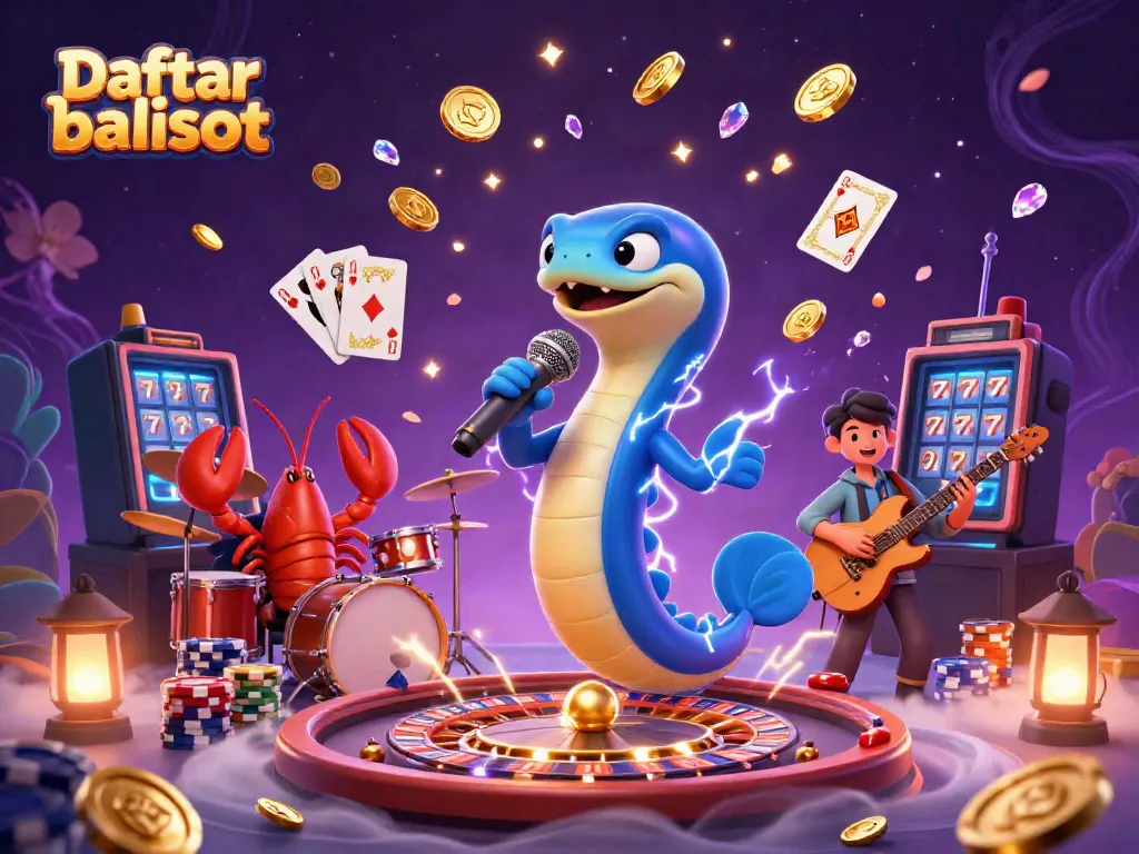 Experience the thrill of Daftar balisot in this vibrant underwater casino illustration filled with whimsical characters and rich gaming elements.