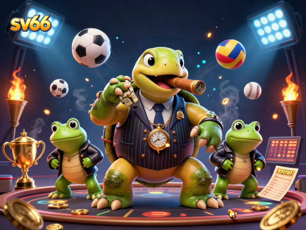 Experience sv66's thrilling betting atmosphere with cartoon characters in a vibrant casino scene.