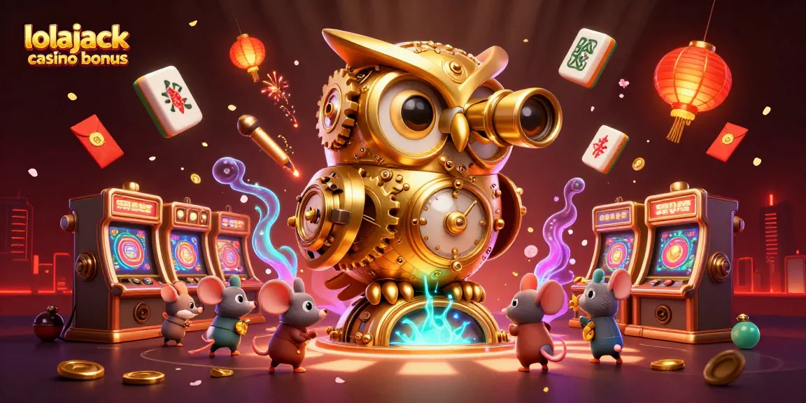 Experience the thrill of the lolajack casino bonus amidst a vibrant 3D casino scene with dynamic elements.