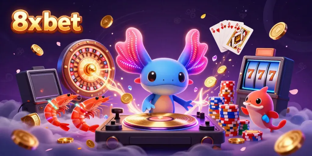 Win big at 8x bet with an energetic underwater casino scene featuring a DJ and sea creatures.