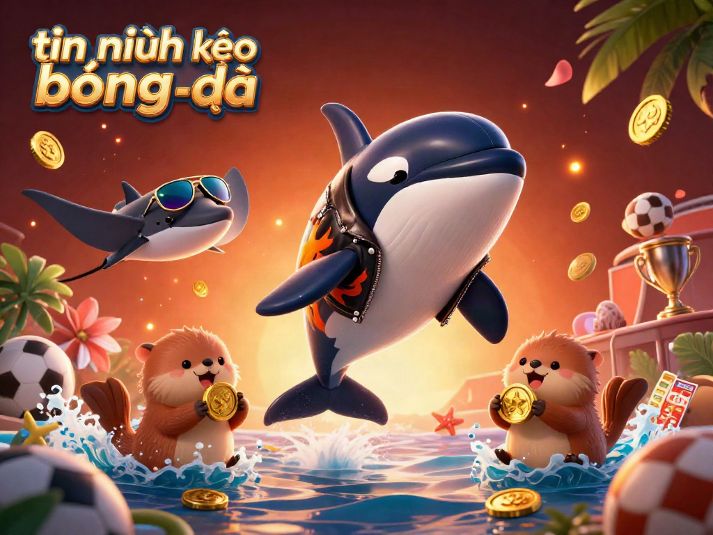 Experience the excitement of tin tức kèo bóng đá with a lively scene featuring an orca whale, stingray, and otters around sports elements.