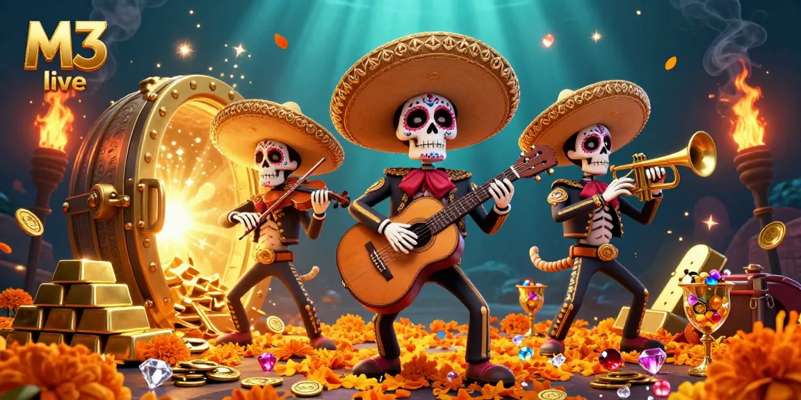 Join the M3 live mariachi band as they celebrate casino excitement amid gold and gemstones.