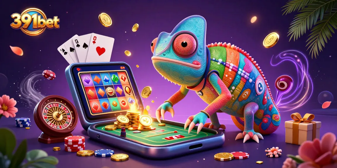 Experience vibrant gameplay with 391bet's chameleon casino owner in a rich, dynamic casino scene.