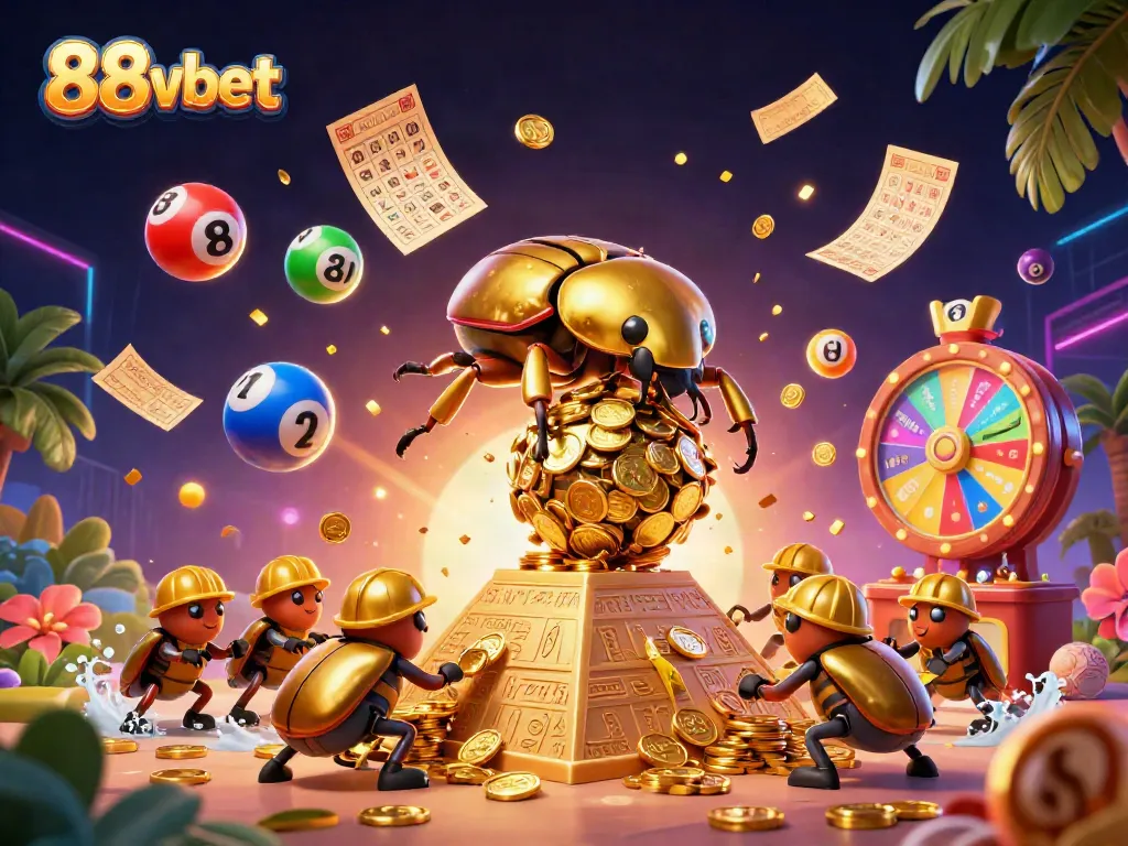 Win big with 88vbet's golden opportunities in this vibrant casino-inspired scene.