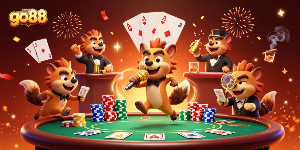 Join the fun at GO88's vibrant casino, where hyenas deliver laughs and winning hands!