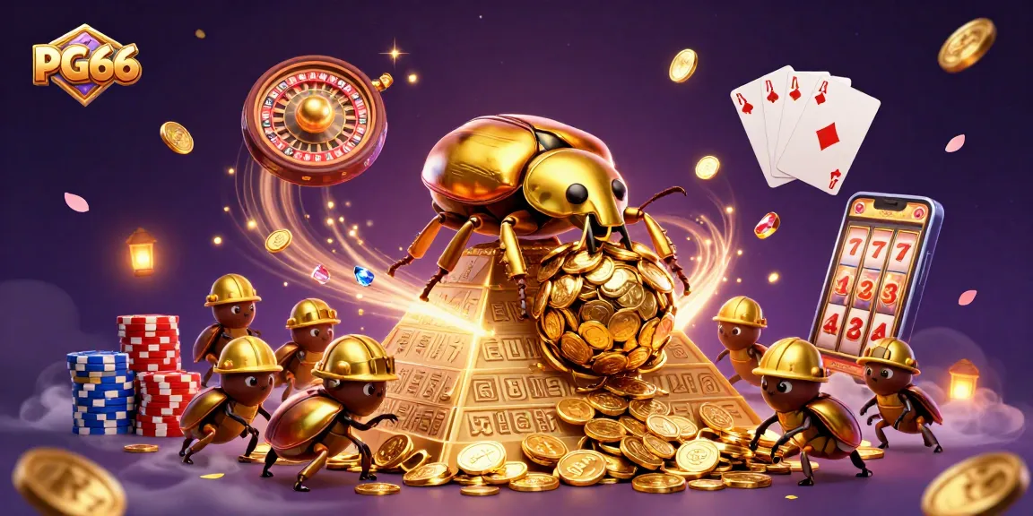 Experience exhilarating gaming wins at PG66 with dynamic visuals, golden coins, and casino elements.