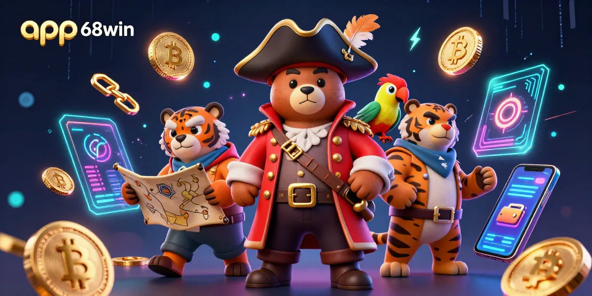 Engage in thrilling gameplay with the app 68win featuring vibrant characters and crypto elements for an exciting casino experience.