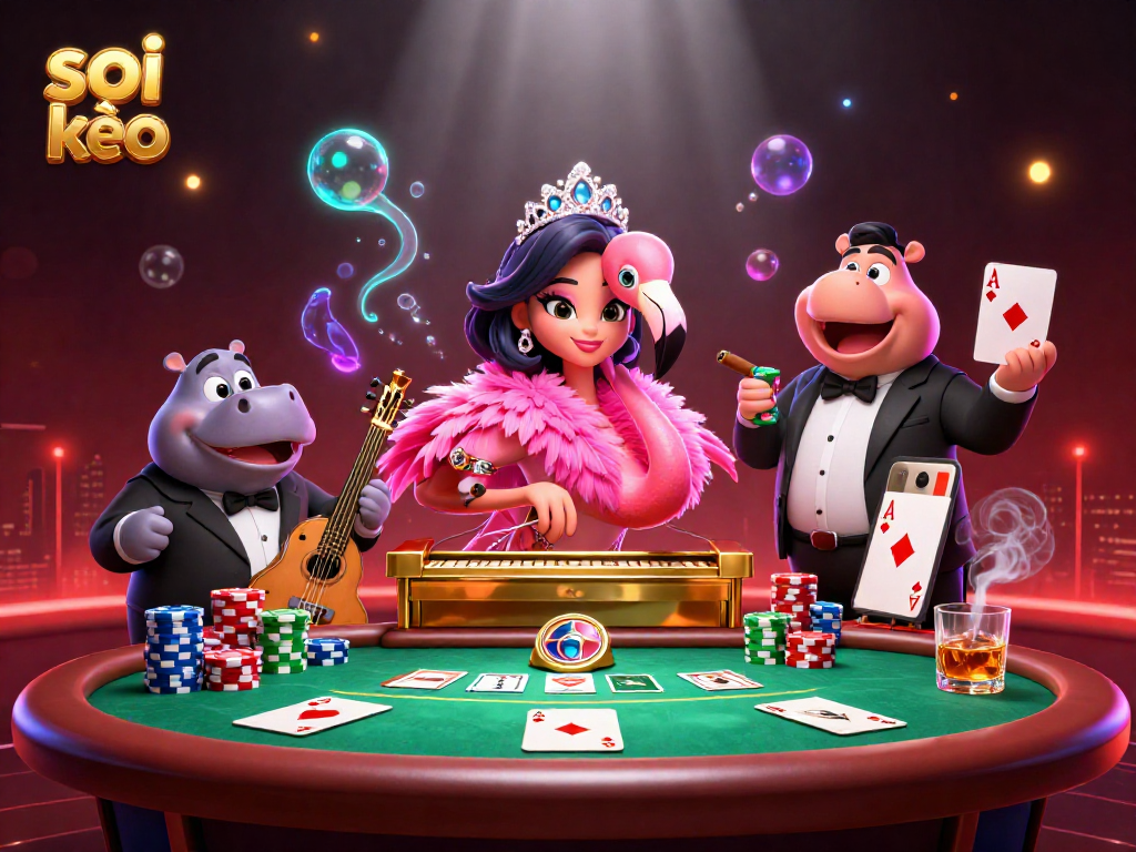 Engage with soi kèo betting strategies featuring vibrant casino characters in a lively scene