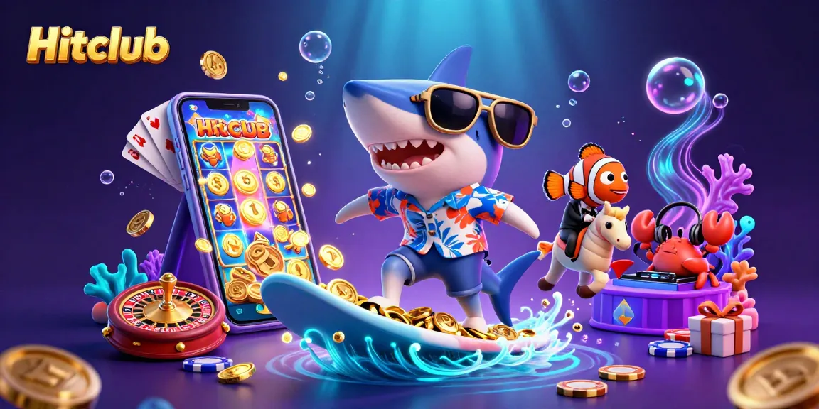 Hitclub invites players to enjoy vibrant casino action with a colorful 3D underwater scene.