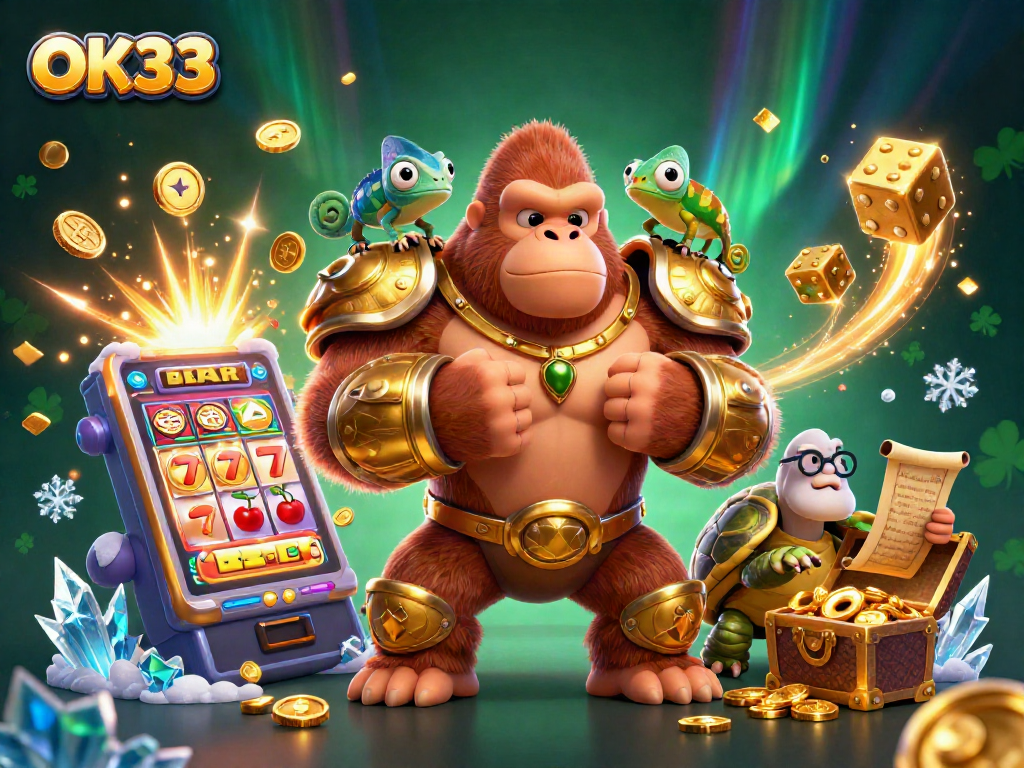 Enhance your gaming experience with OK33 featuring vibrant casino elements and dynamic characters.