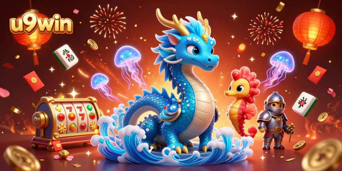 Enjoy thrilling wins with u9win in a vibrant casino scene filled with dragons and magical treasures.