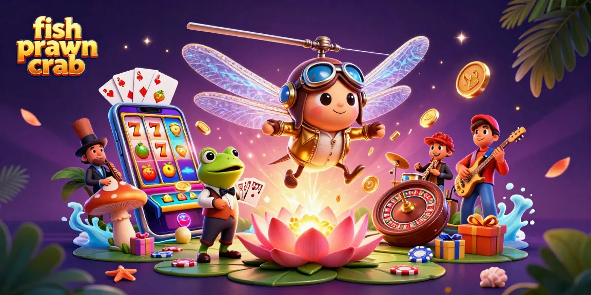Experience thrilling gameplay in the fish prawn crab casino scene with vibrant slot machines and card dealing.