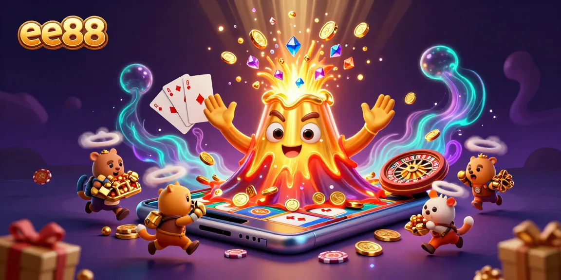 Experience the thrill of ee88 with a vibrant, colorful casino illustration capturing epic jackpot moments.