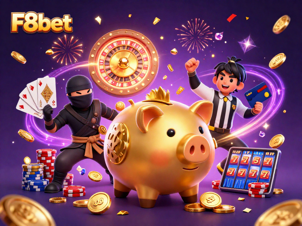Win big with F8bet as the golden piggy bank hero inspires gamers to victories!