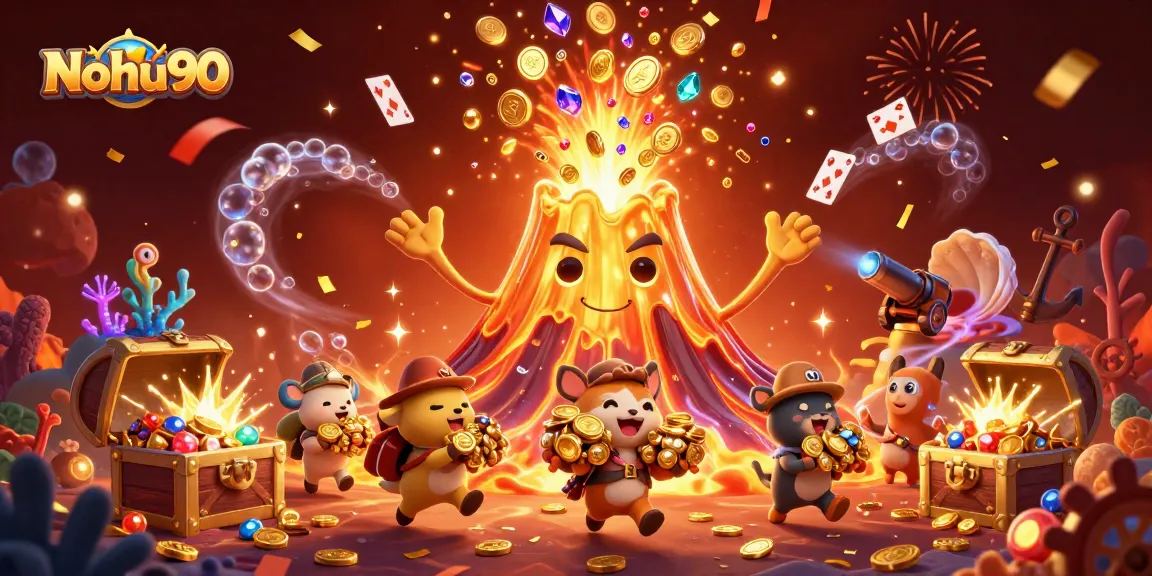 Nohu90 showcases an exciting volcanic eruption of treasure, captivating players with dynamic gaming scenes.