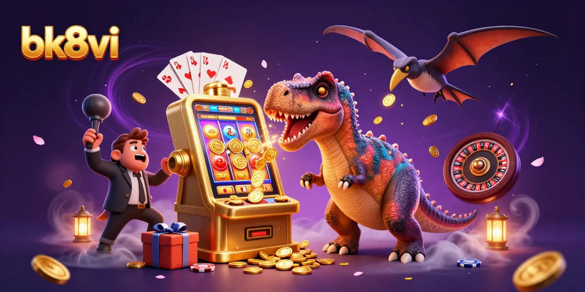 Experience excitement at bk8vi with cartoon dinosaurs in a vibrant casino adventure.