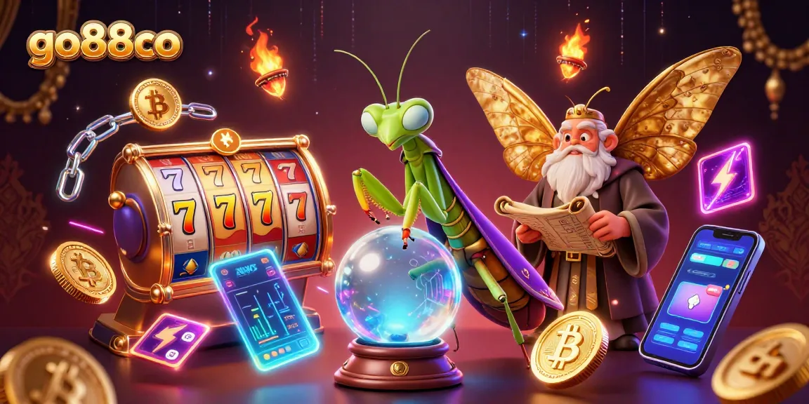 Experience exciting jackpots and slots with go88co in a 3D gaming illustration featuring colorful treasures.